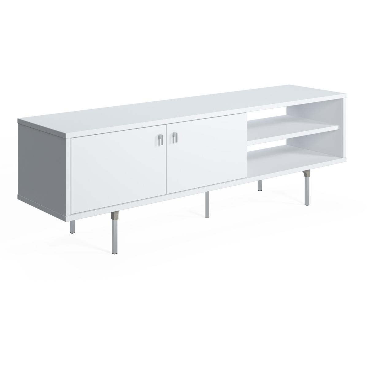 Kros TV Stand 2 Flip Doors, 2 Shelves, 2 Colour Options - Ruumstore - Opaque White – image 4