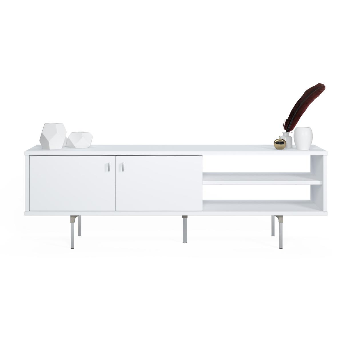 Kros TV Stand 2 Flip Doors, 2 Shelves, 2 Colour Options - Ruumstore - Opaque White – image 5