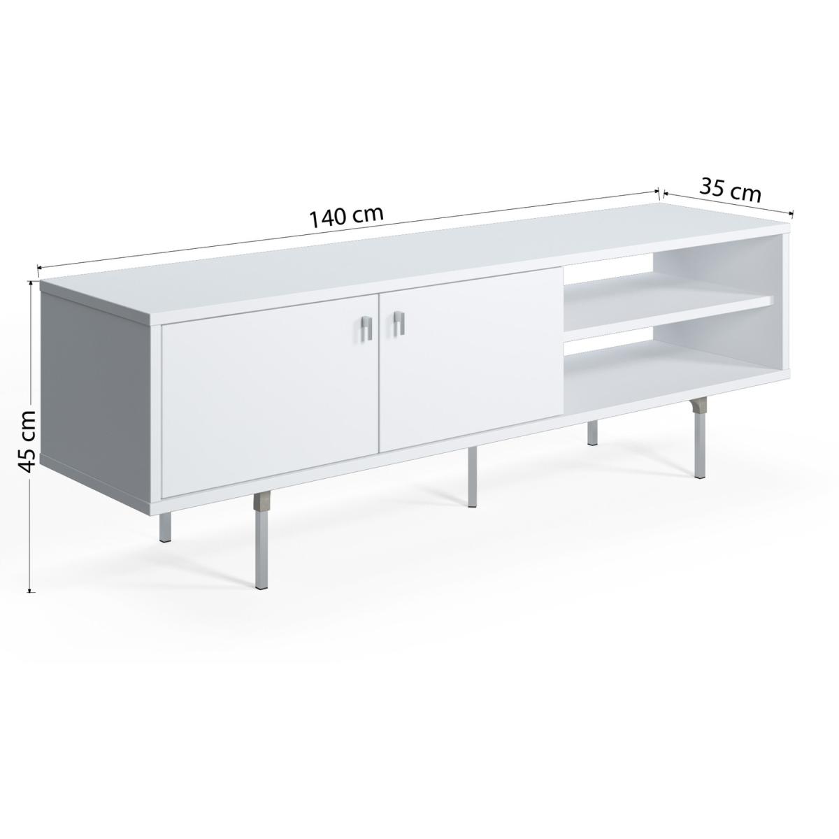 Kros TV Stand 2 Flip Doors, 2 Shelves, 2 Colour Options - Ruumstore - Opaque White – image 7