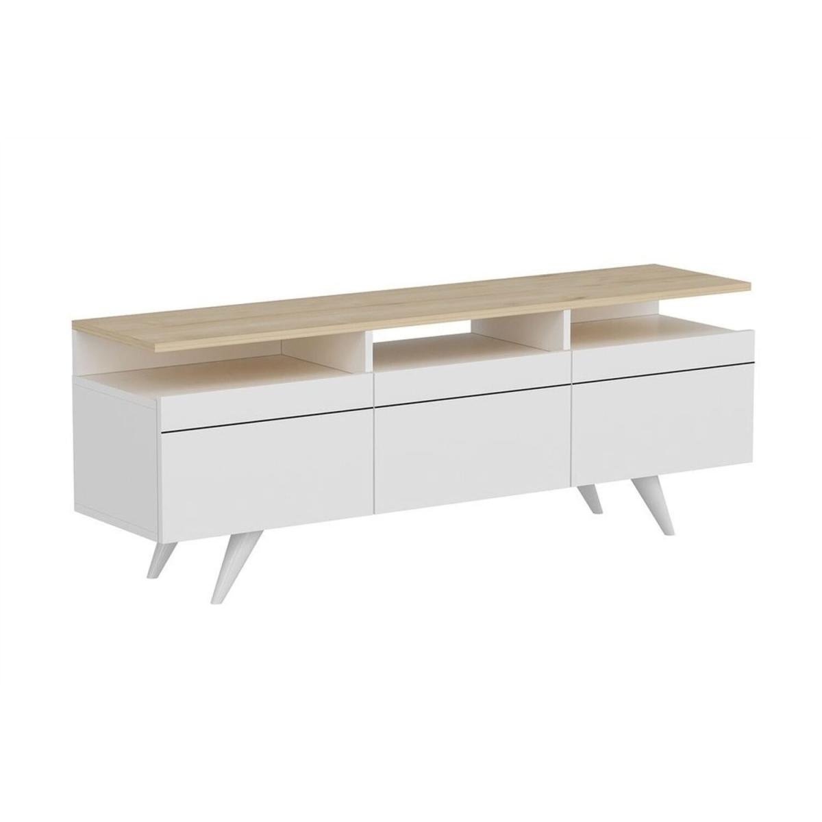 Berlin TV Unit with 3 Door - White, Oak – image 4