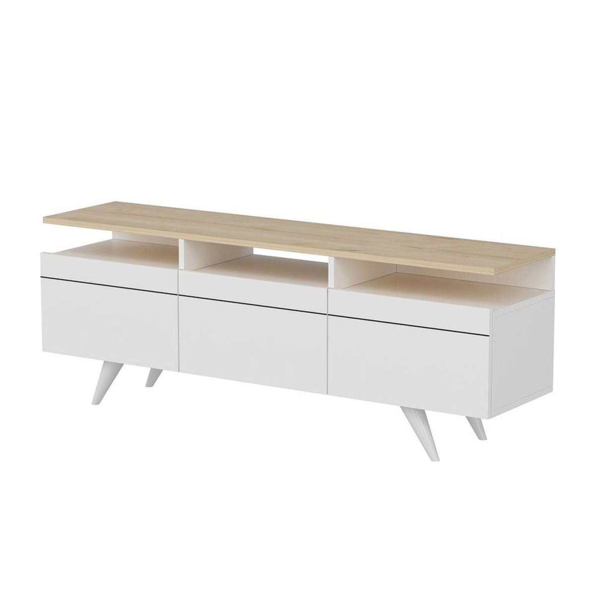 Berlin TV Unit with 3 Door - White, Oak – image 5