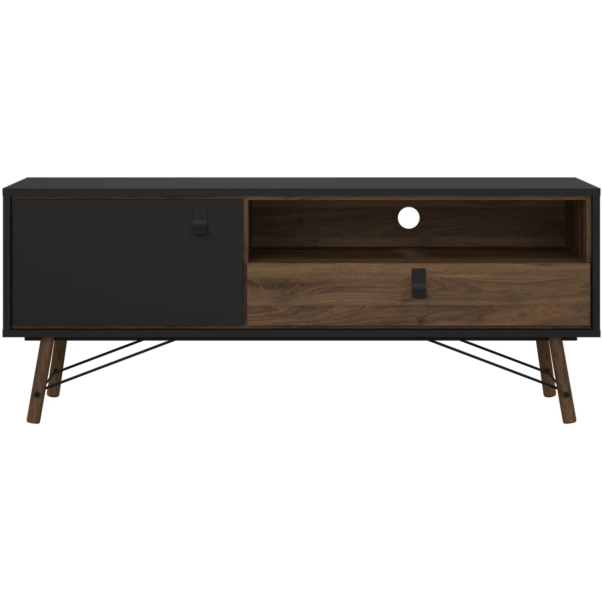 Ry TV Unit 1 Door 1 Drawer in Matt Black Walnut - Black Walnut – image 4