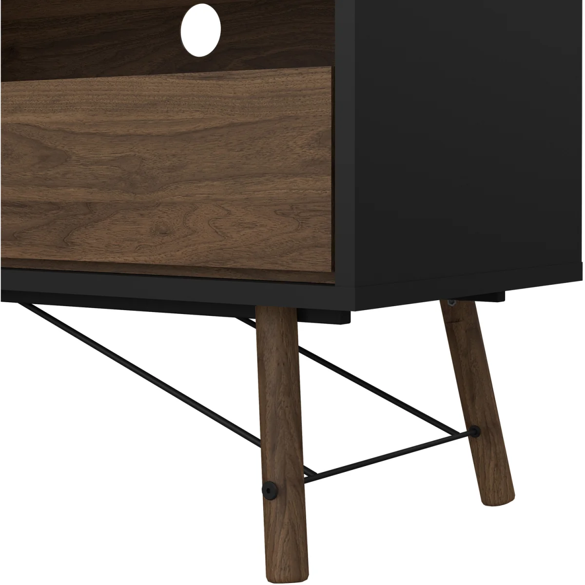 Ry TV Unit 1 Door 1 Drawer in Matt Black Walnut - Black Walnut – image 7