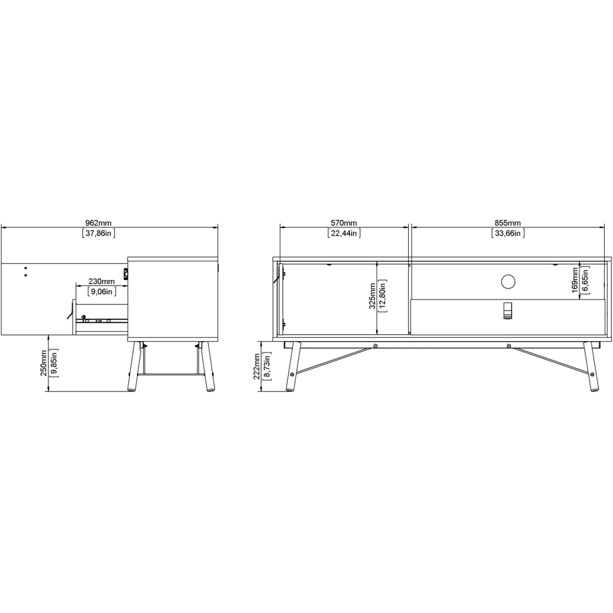 Ry TV Unit 1 Door 1 Drawer in Matt Black Walnut - Black Walnut – image 9