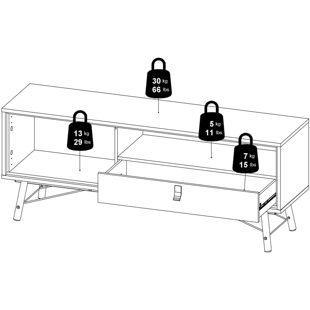 Ry TV Unit 1 Door 1 Drawer in Matt Black Walnut - Black Walnut – image 10