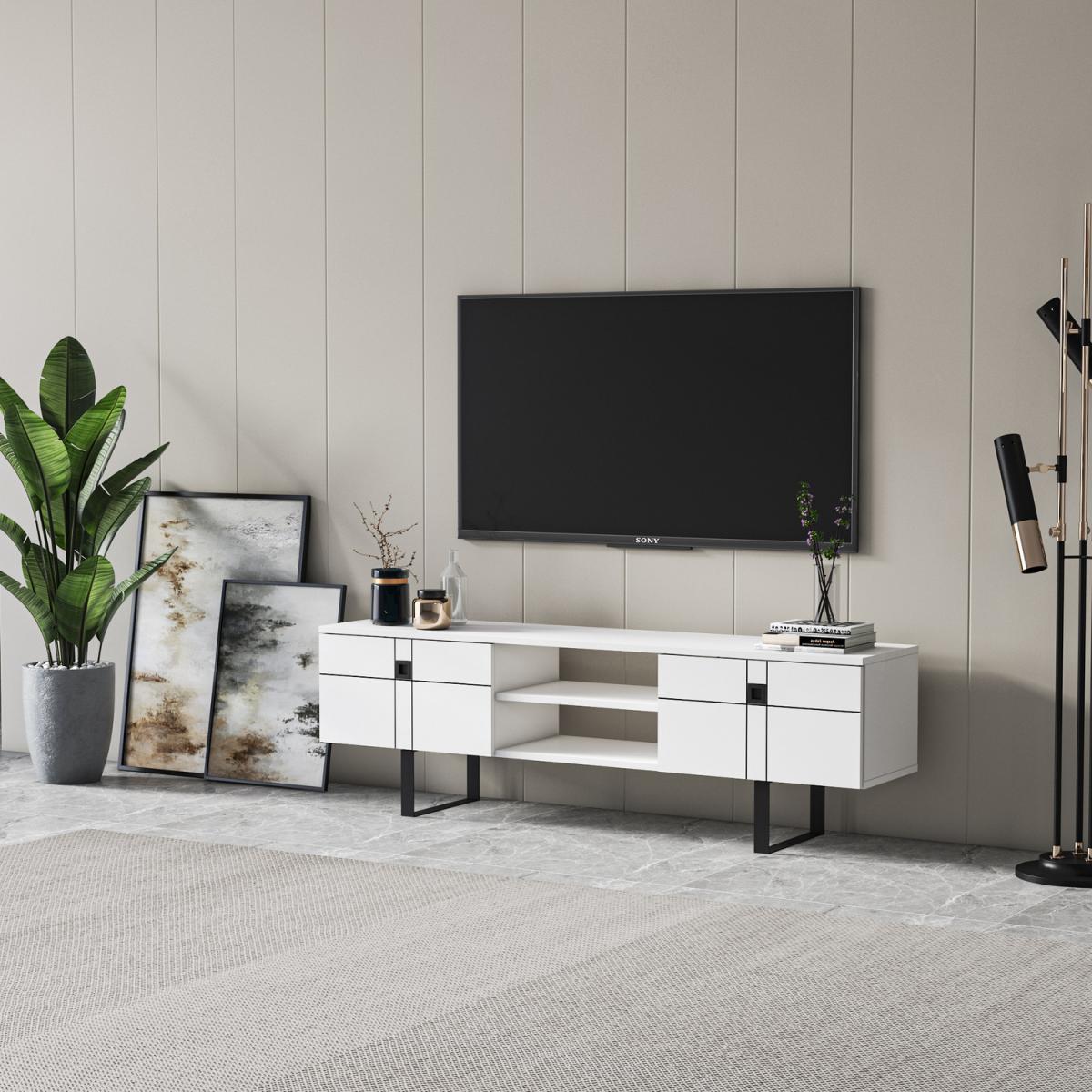 Paulo Modern TV Stand - Black white – image 2