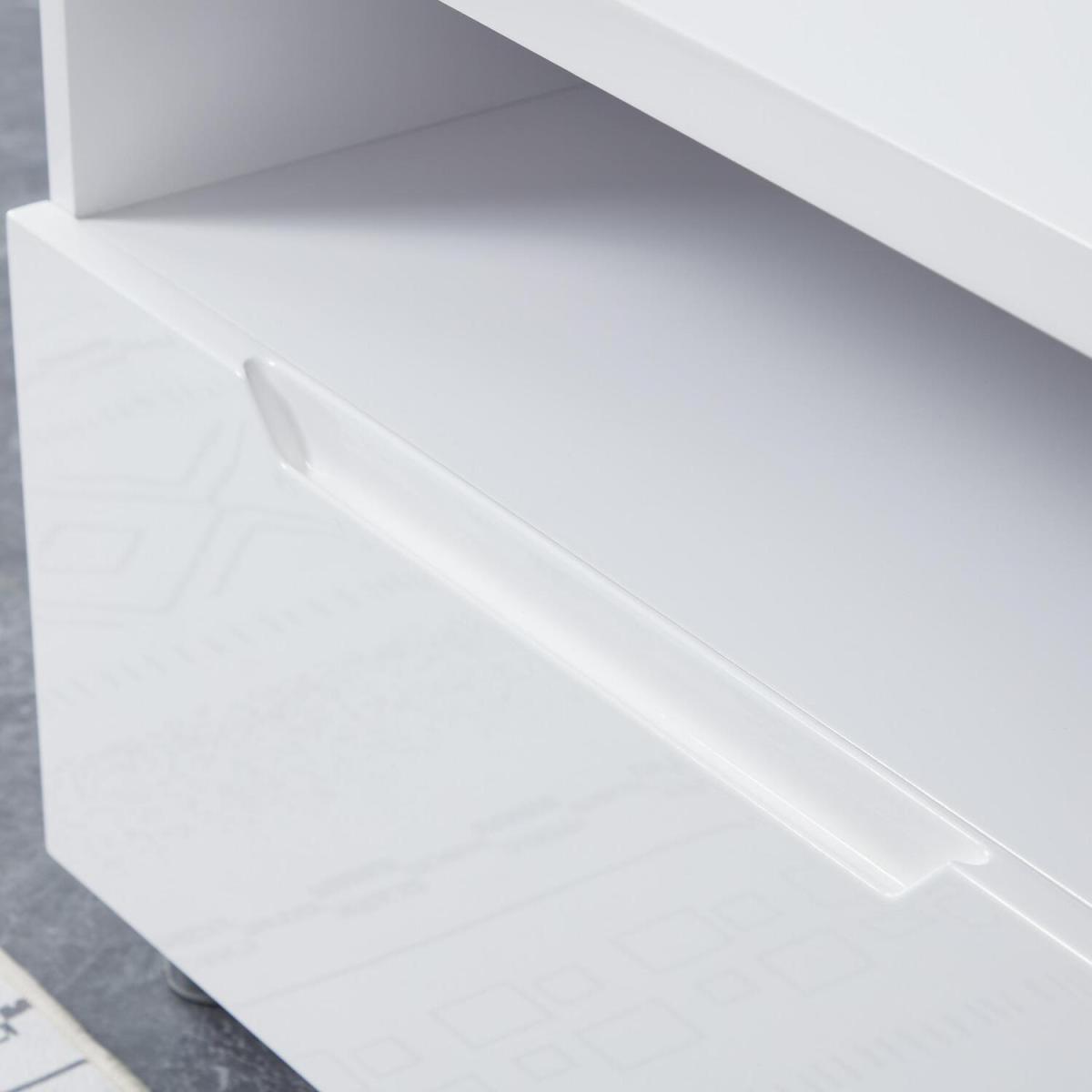 Highbridge 2 Drawer High Gloss TV Stand Storage Unit - White - White – image 6
