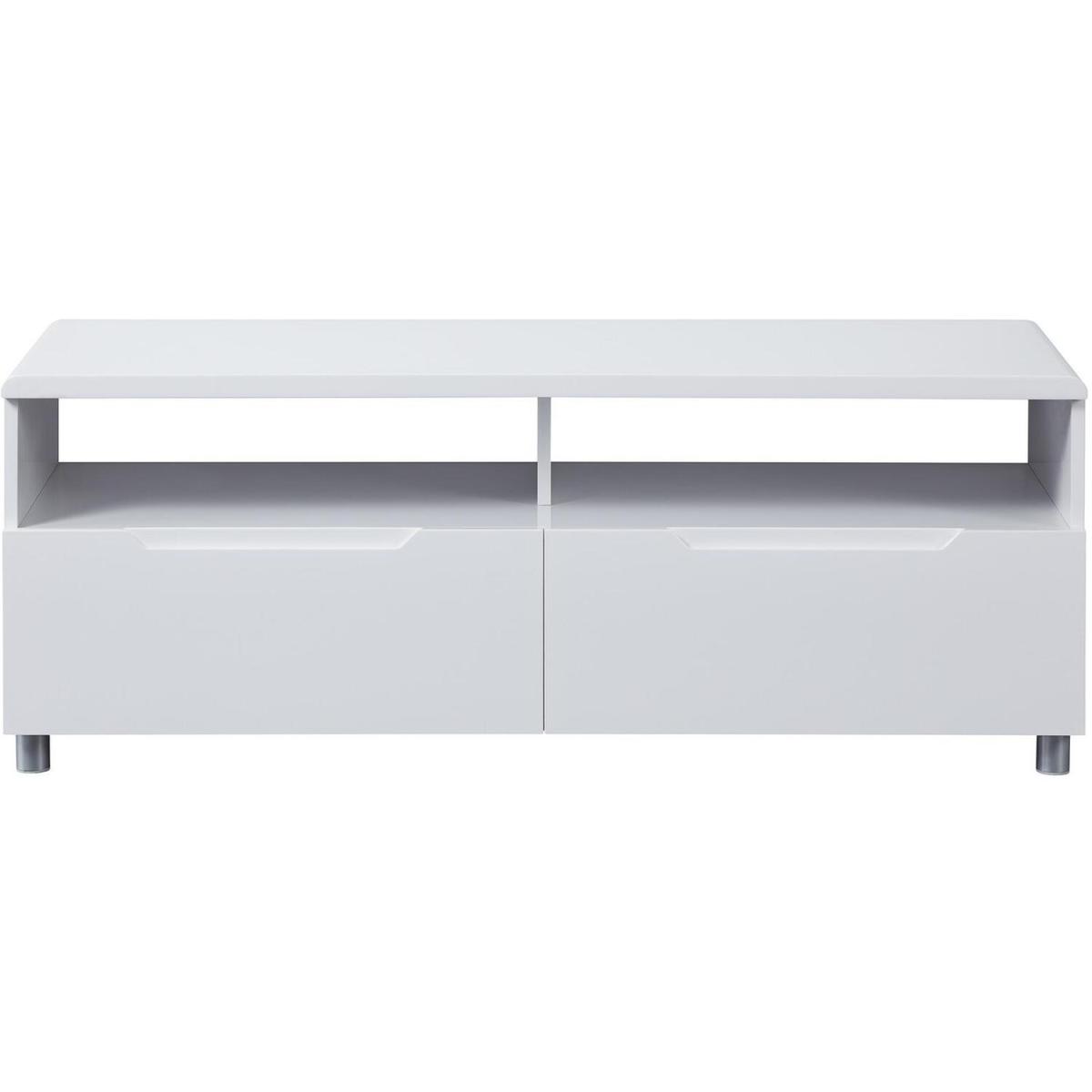 Highbridge 2 Drawer High Gloss TV Stand Storage Unit - White - White – image 7