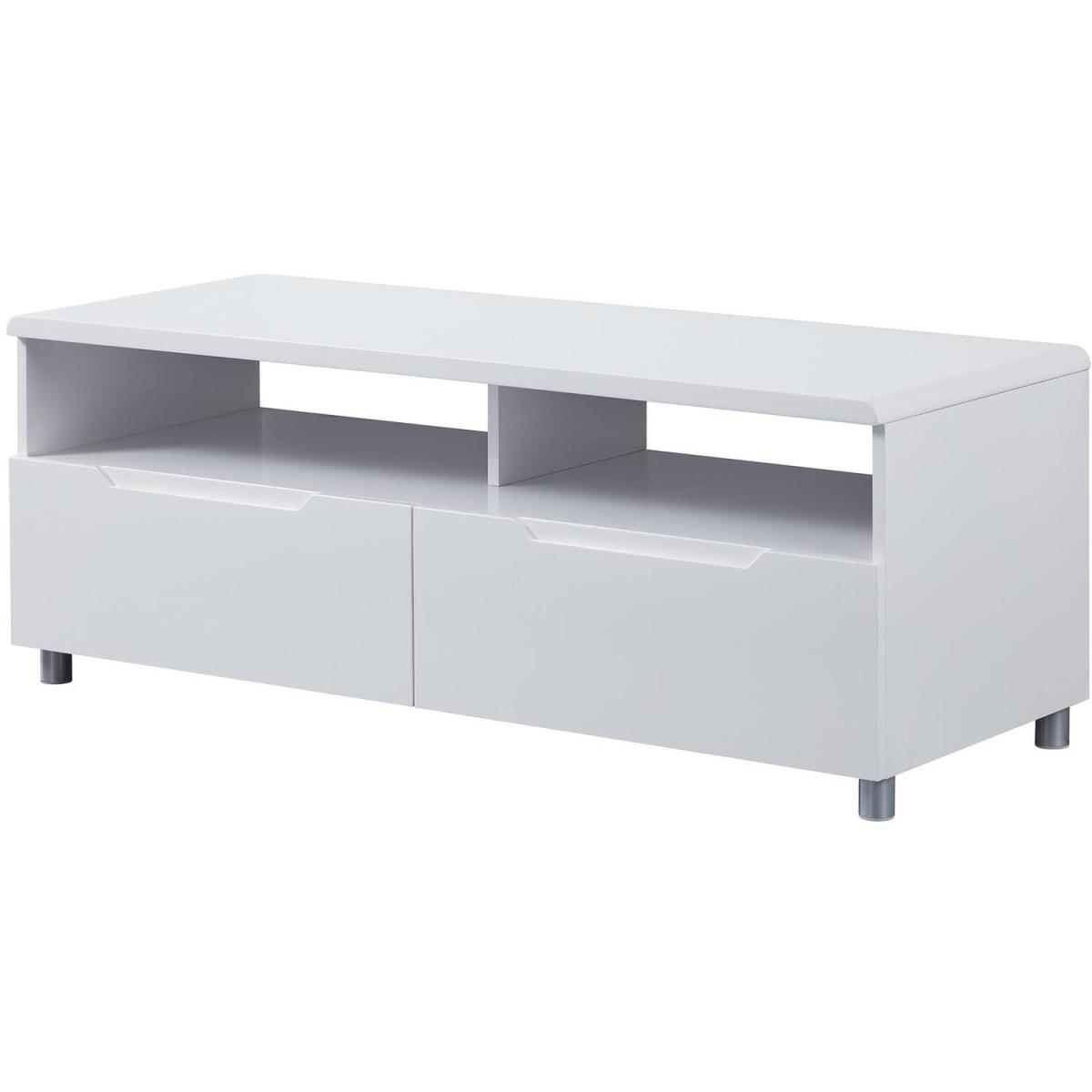 Highbridge 2 Drawer High Gloss TV Stand Storage Unit - White - White – image 8