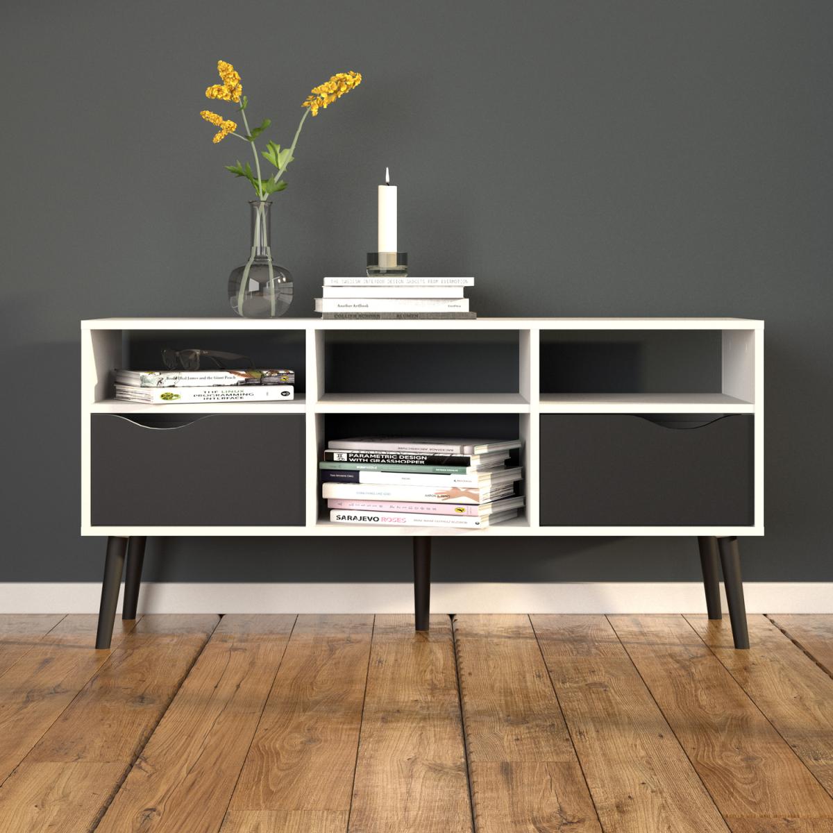 Toyen TV Unit - Wide - White and Black Matt – image 5
