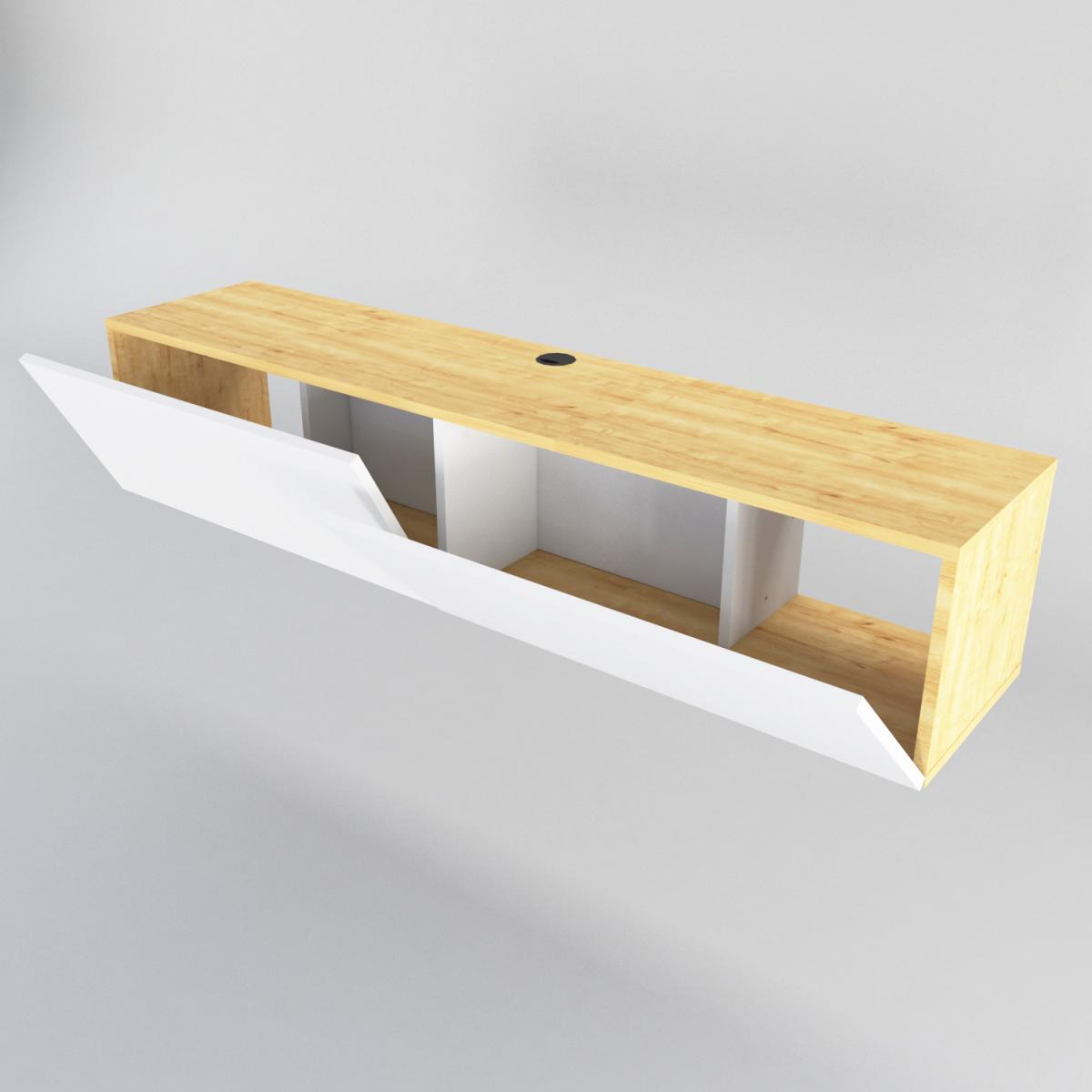 Sapphire Oak and White Poli Floating Wall Mounted TV Stand for TVs up to 70" - Oak and White – image 2