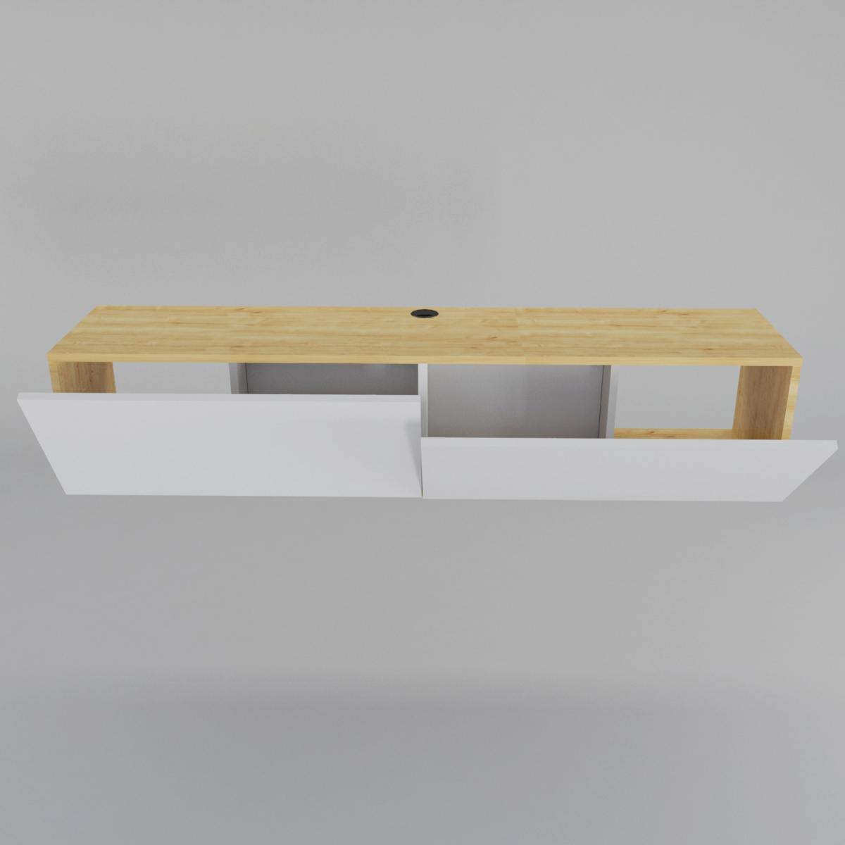 Sapphire Oak and White Poli Floating Wall Mounted TV Stand for TVs up to 70" - Oak and White – image 3