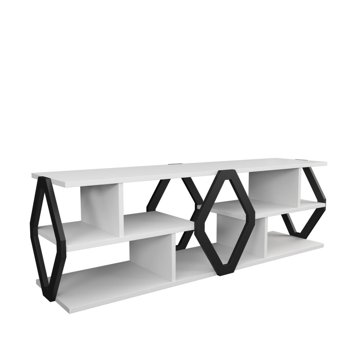 Erisa 140 cm Wide TV Unit and Media Console with Shelves - White – image 2