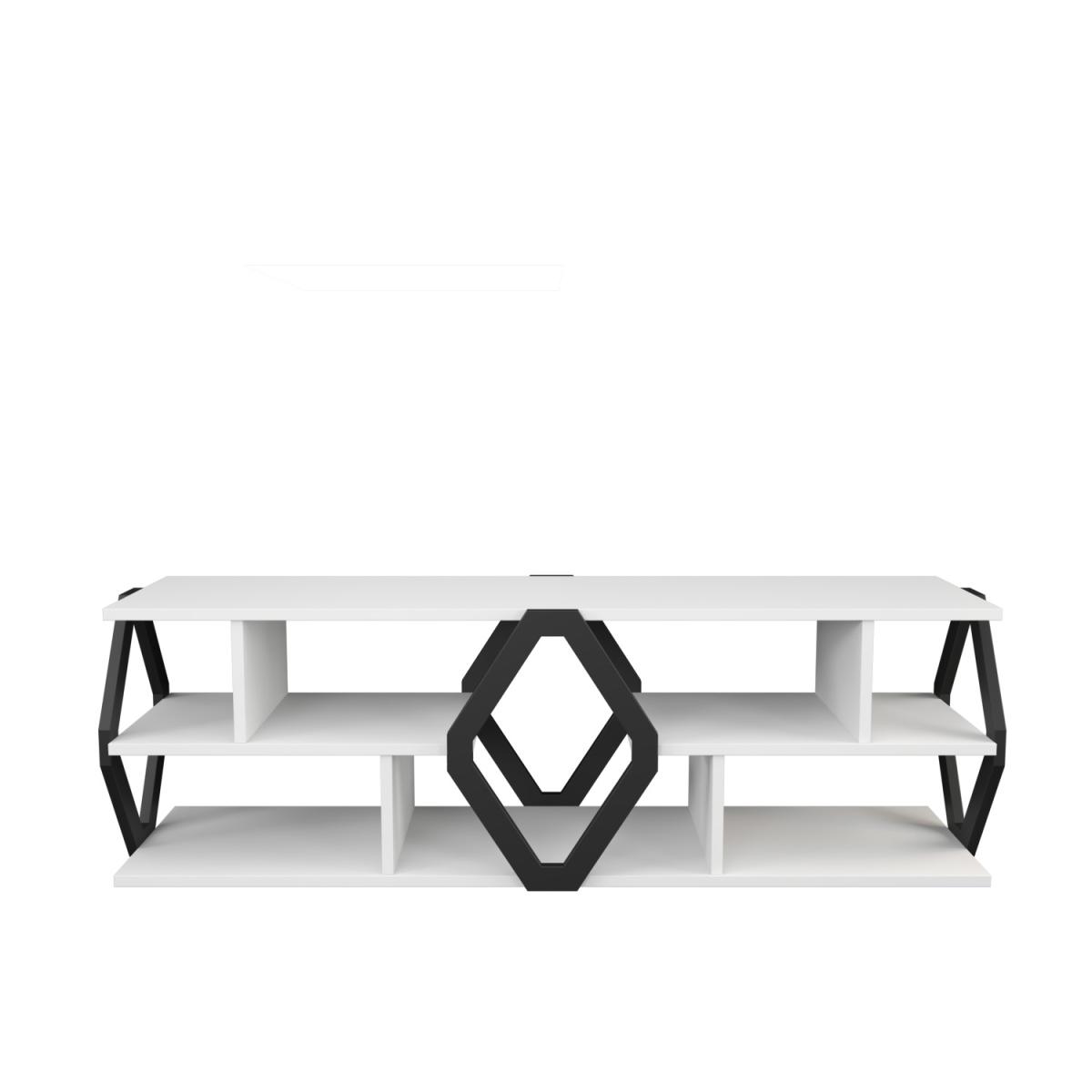 Erisa 140 cm Wide TV Unit and Media Console with Shelves - White – image 3