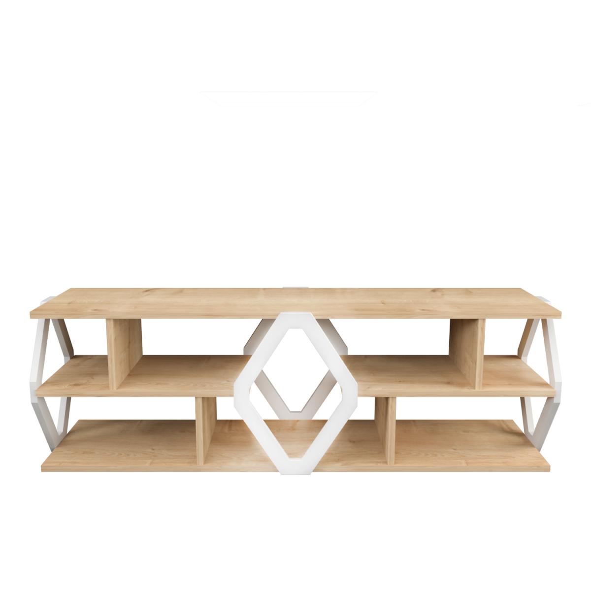 Erisa 140 cm Wide TV Unit and Media Console with Shelves - White – image 7