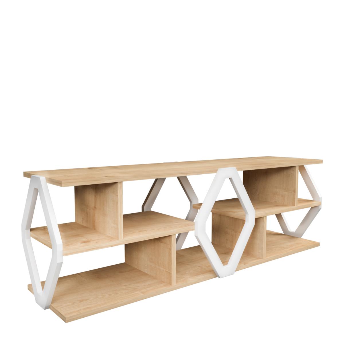 Erisa 140 cm Wide TV Unit and Media Console with Shelves - White – image 8