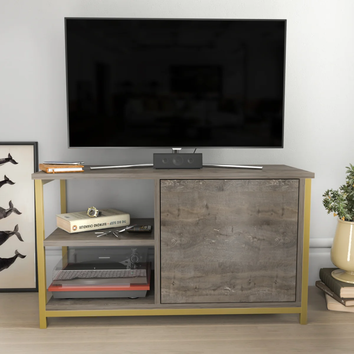 Muskegon TV Unit - Gold and Wenge