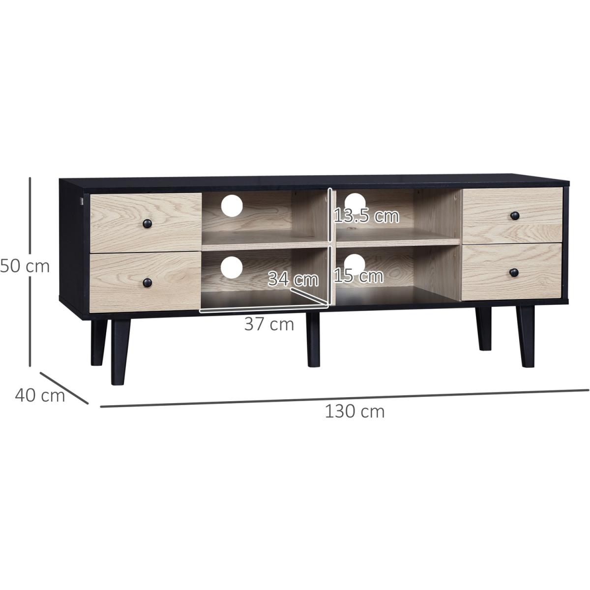 TV Stand Cabinet with Cable Management, Drawer and Shelves Living Room - Grey – image 2
