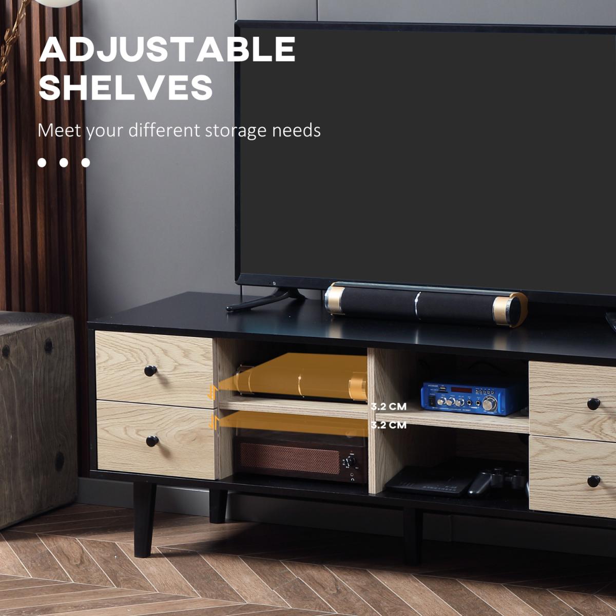 TV Stand Cabinet with Cable Management, Drawer and Shelves Living Room - Grey – image 4