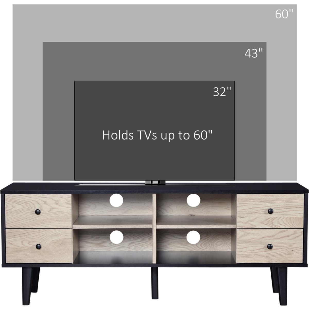 TV Stand Cabinet with Cable Management, Drawer and Shelves Living Room - Grey – image 5