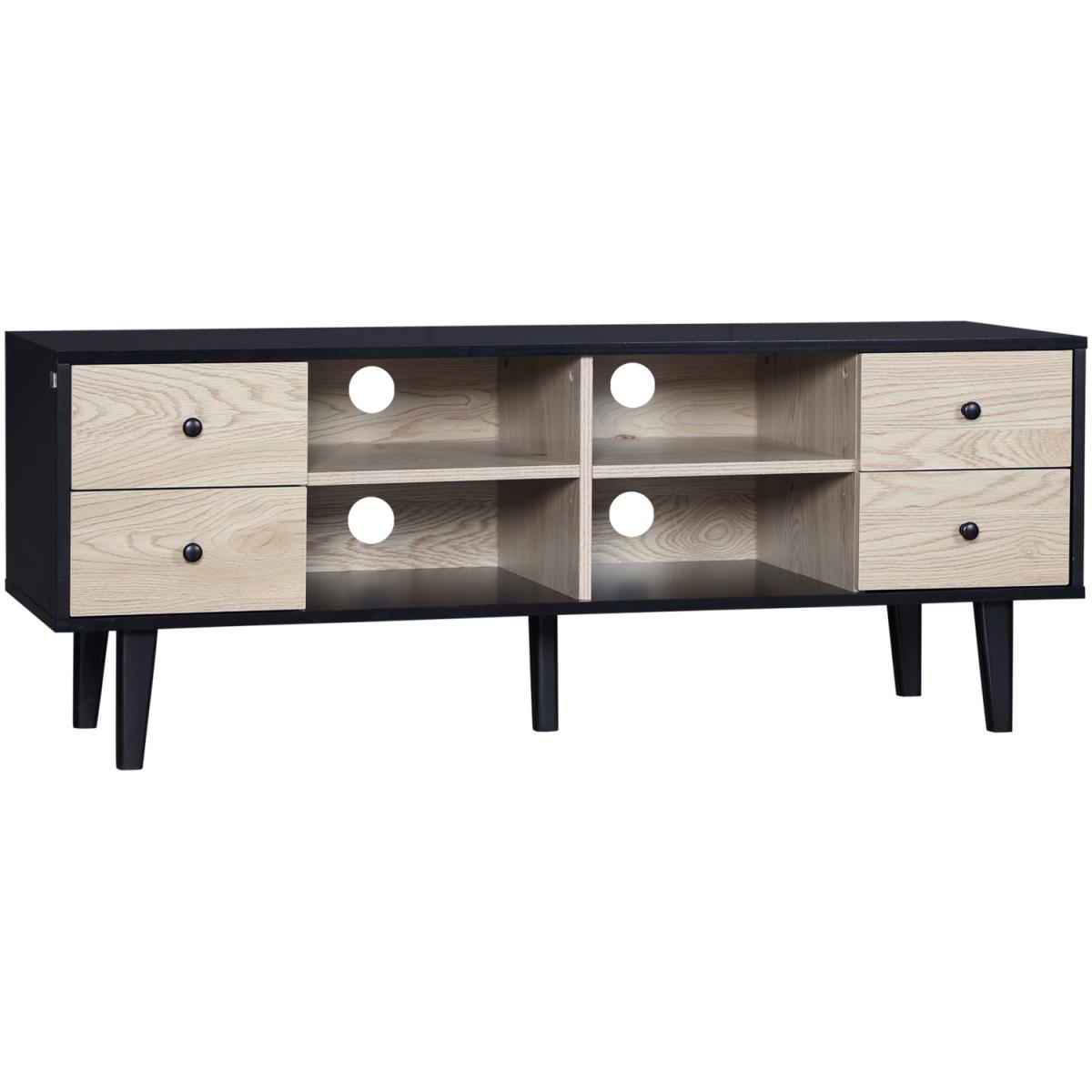 TV Stand Cabinet with Cable Management, Drawer and Shelves Living Room - Grey – image 6