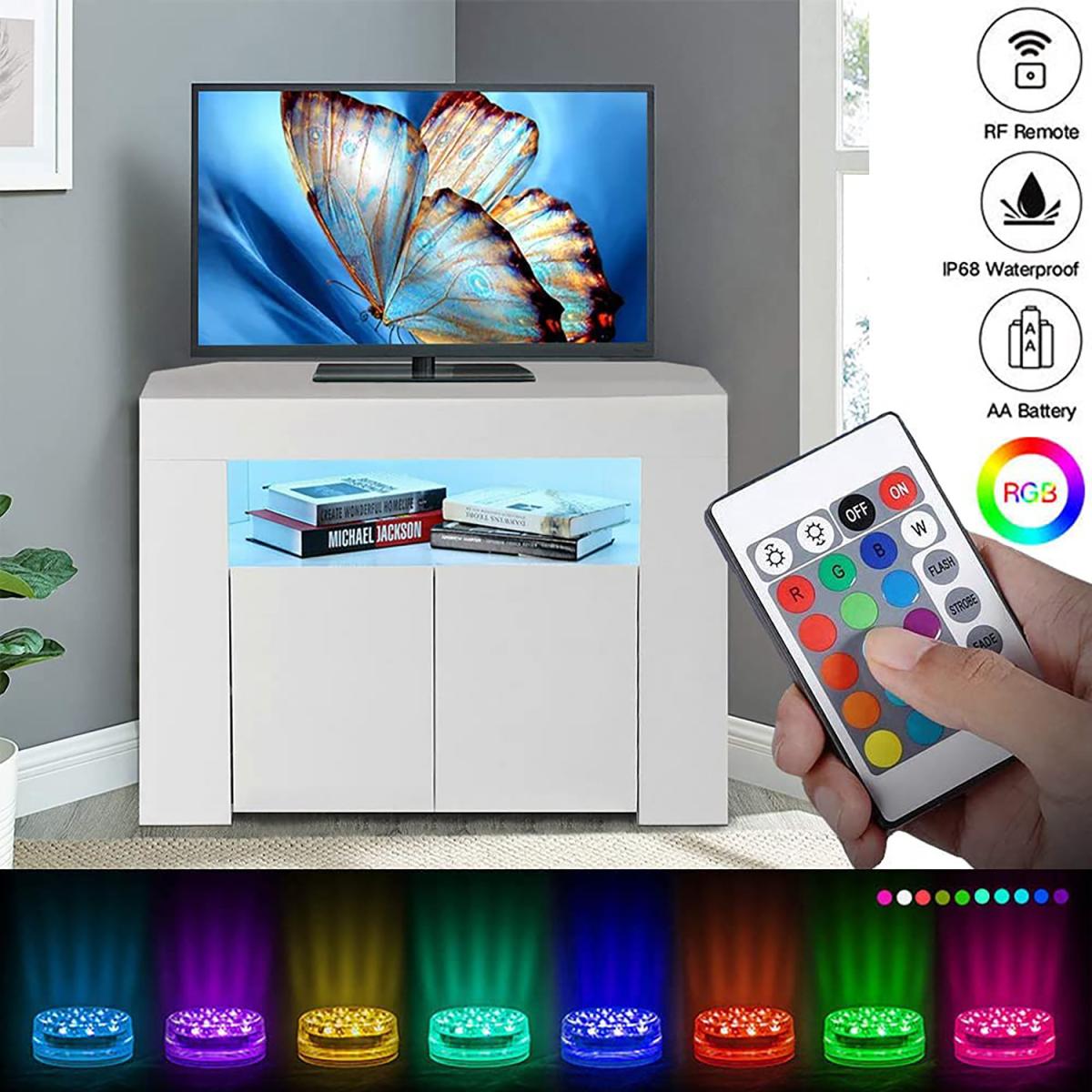 DripeX Corner LED TV Stand Cabinet High Gloss - White – image 2