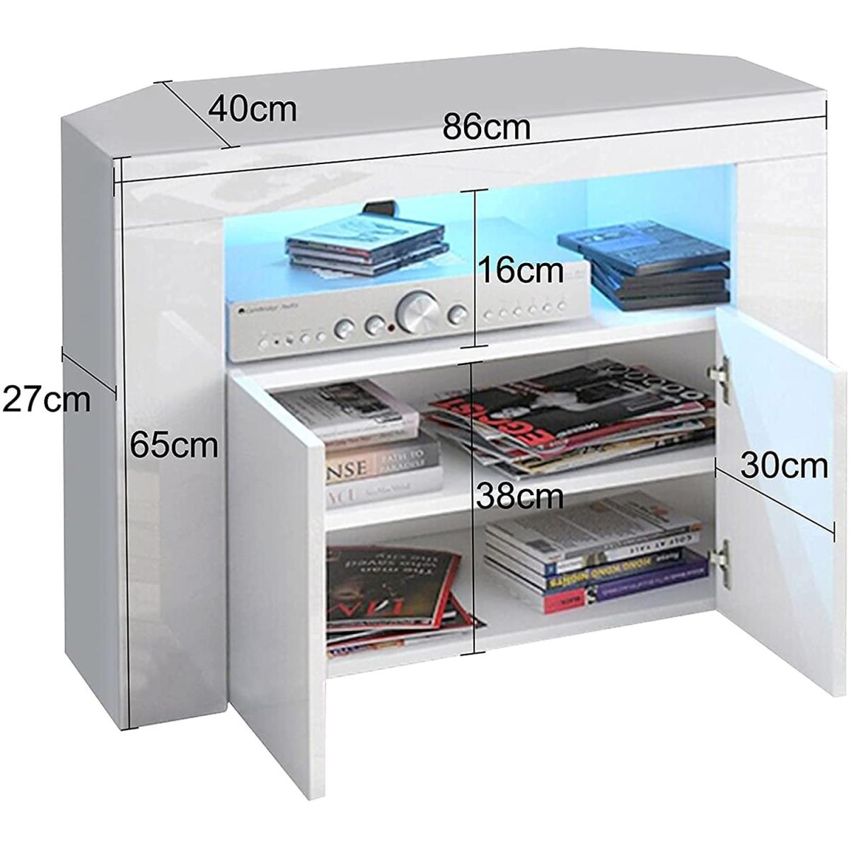 DripeX Corner LED TV Stand Cabinet High Gloss - White – image 4