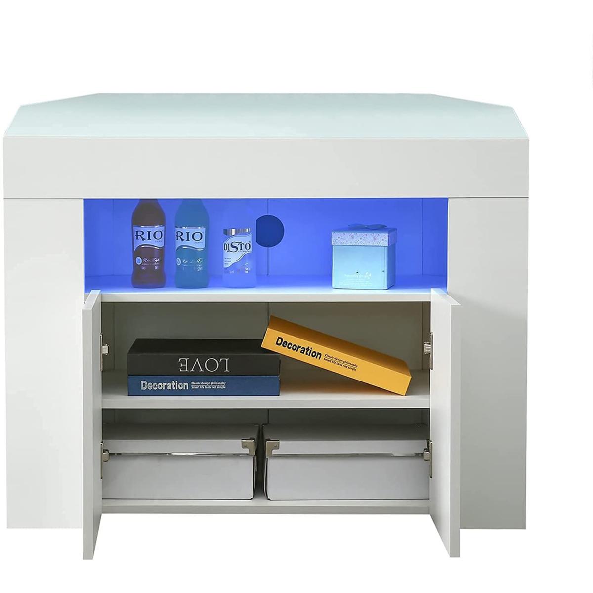 DripeX Corner LED TV Stand Cabinet High Gloss - White – image 6