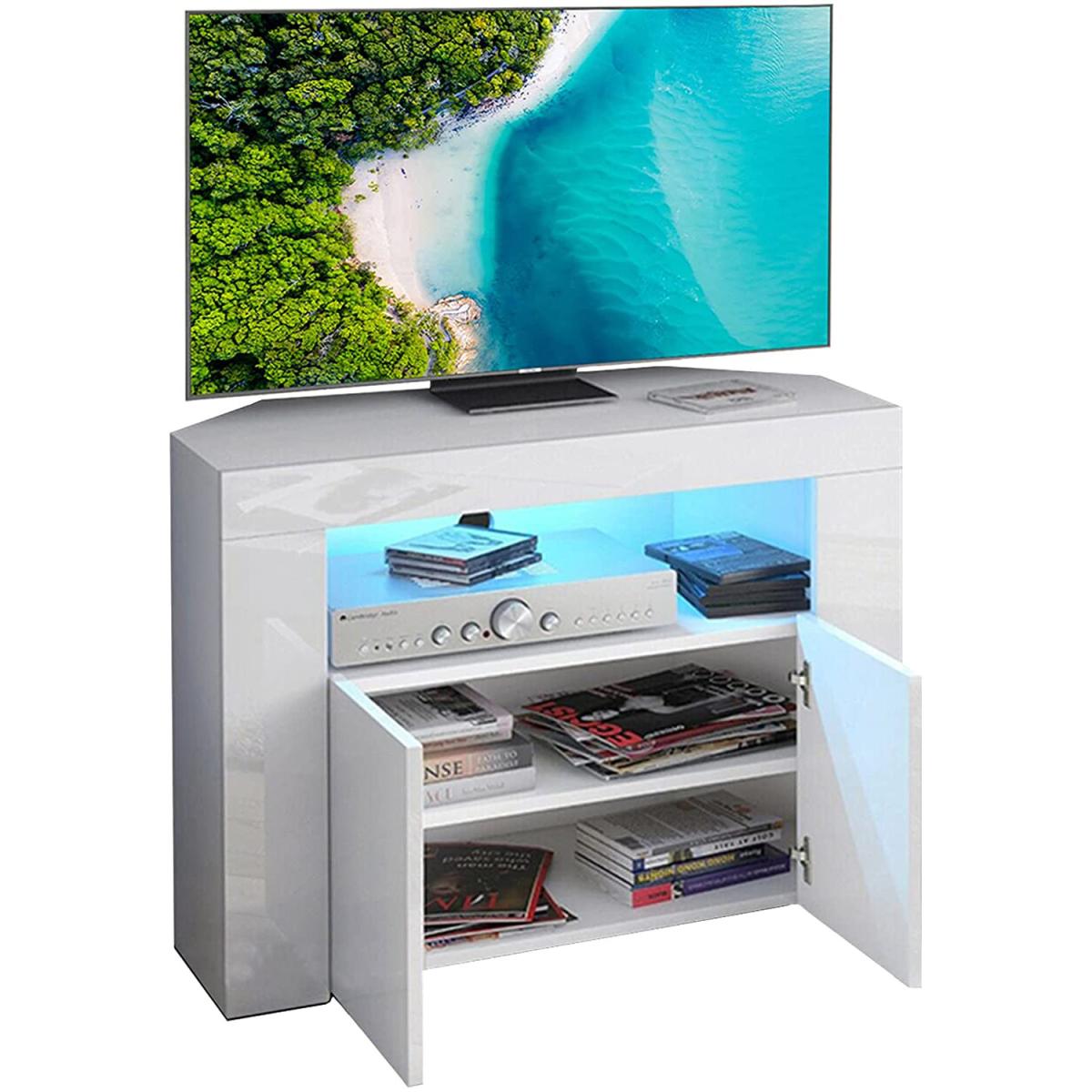 DripeX Corner LED TV Stand Cabinet High Gloss - White – image 8