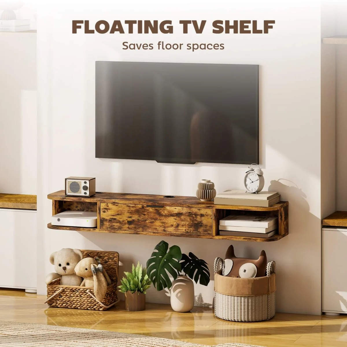 Avamoro 120cm Rustic Brown Floating TV Unit - Fits TVs Up to 50 Inches – image 5