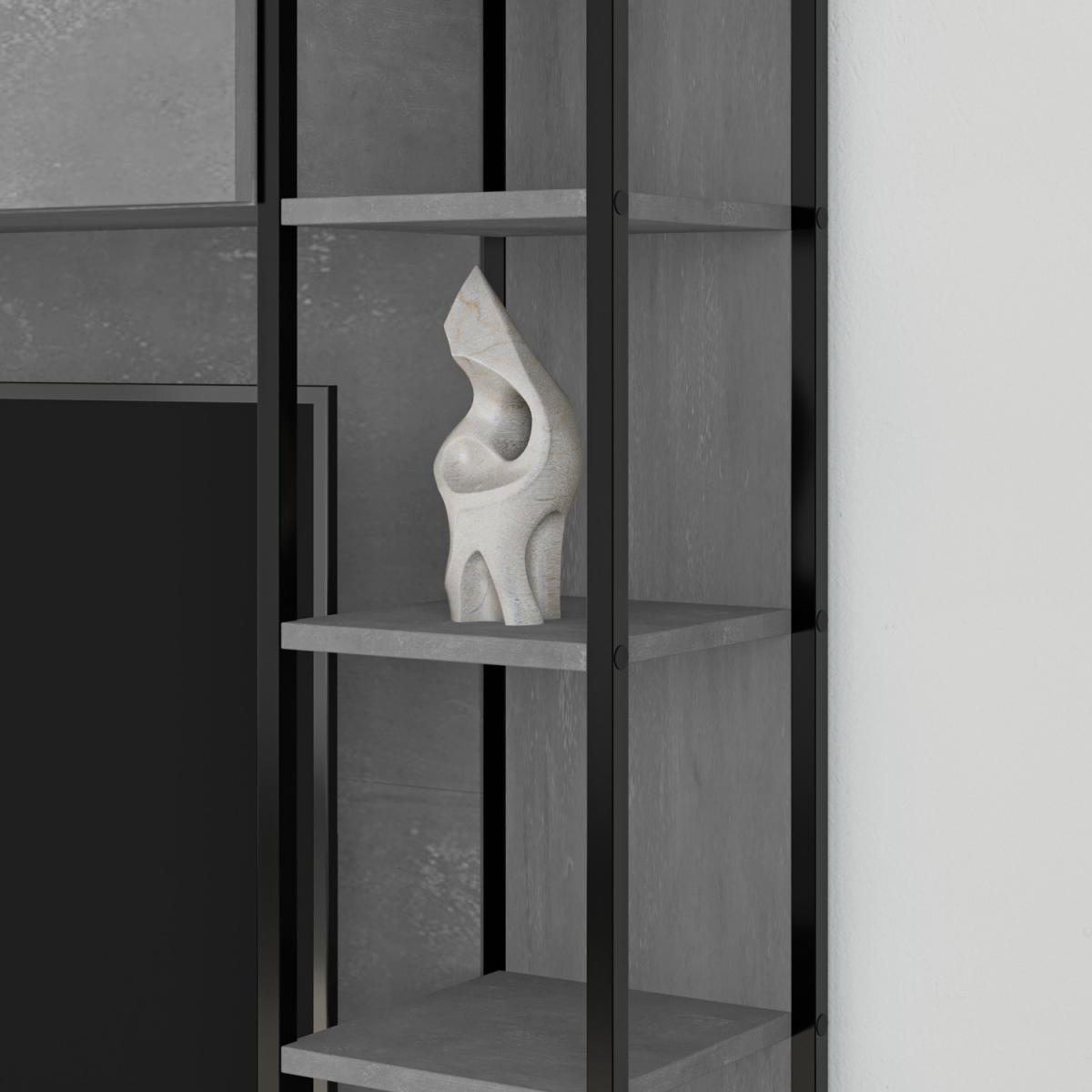Tronador Modern Tv Unit White Full Wall - Retro Grey – image 3
