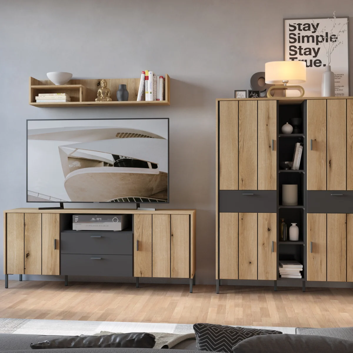 Arundel TV Cabinet 2 Door 2 Drawer 158Cm Wide - Oak – image 3