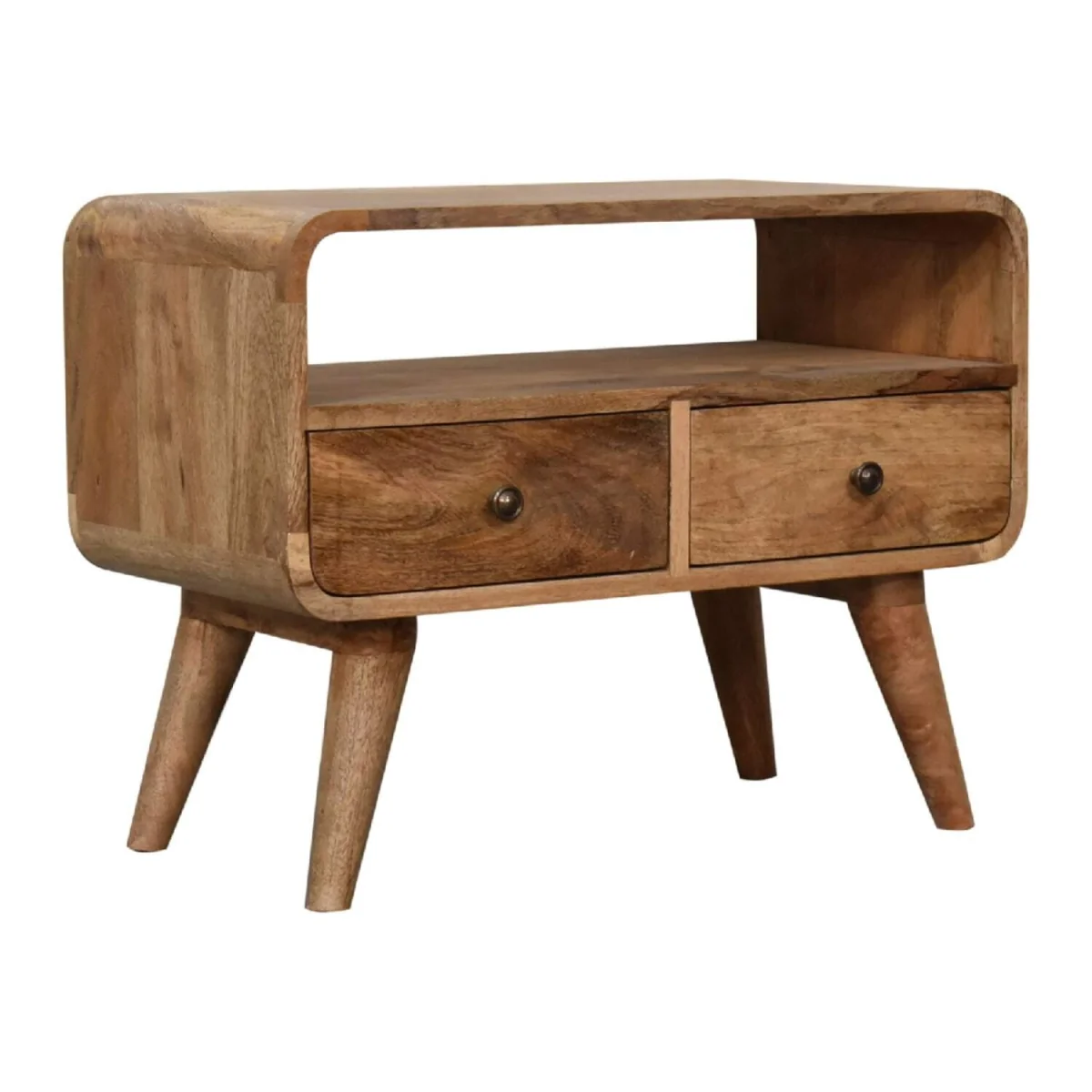 Peschiera Mini Curved Mango Wood Media Unit Like Finish - Brown – image 2