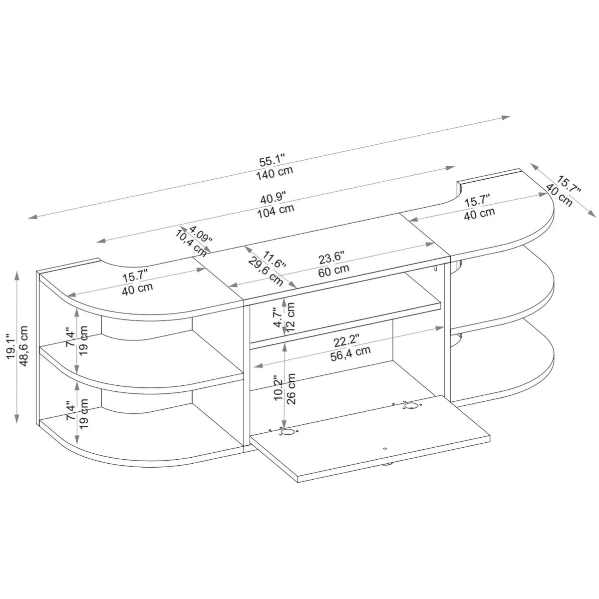 Tresa TV Stand Entertainment Center - Light Walnut & Beige / Melamine Metal Particle Board Plastic PVC – image 5