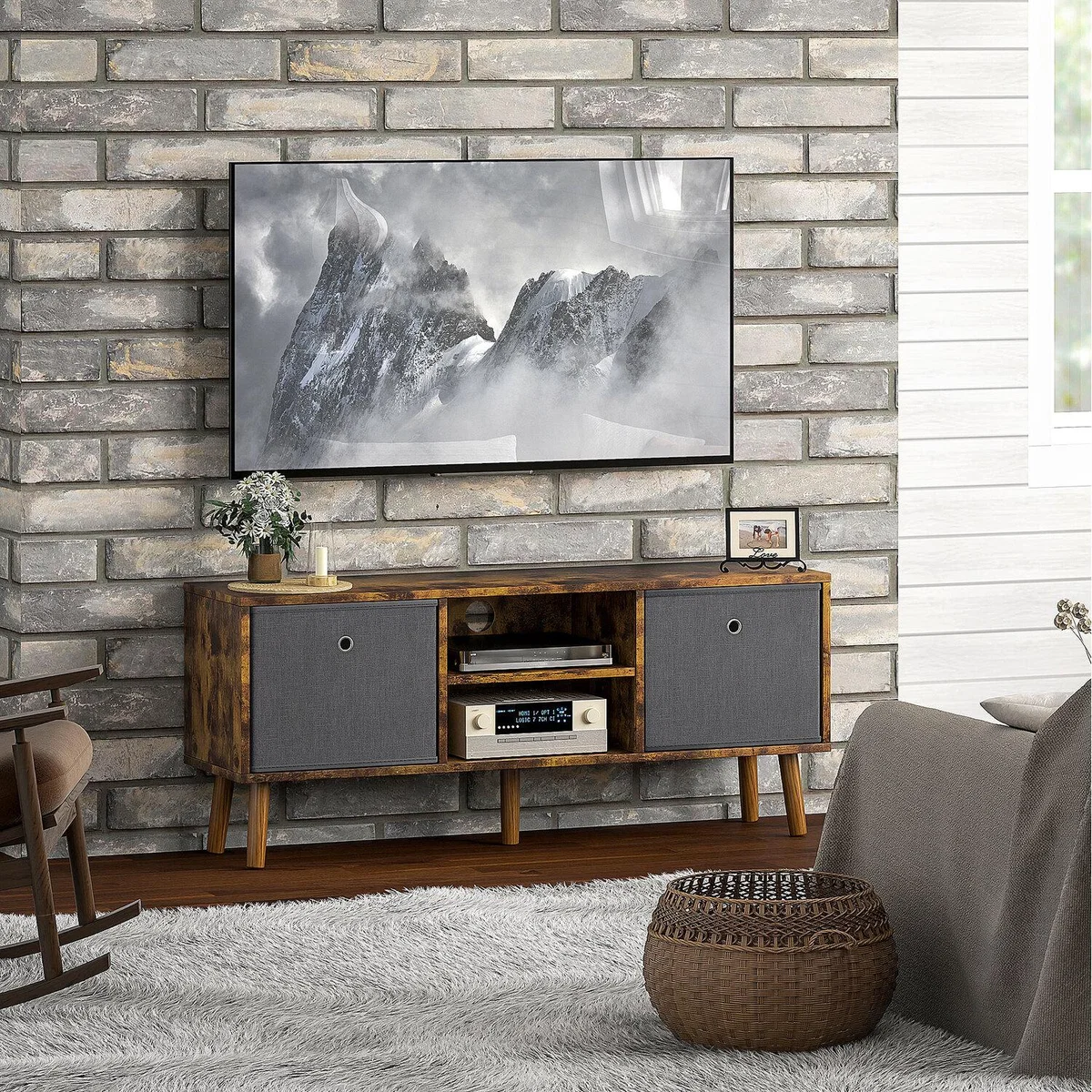 HOMCOM TV Cabinet Stand Unit for TVs up to 50'' - Brown