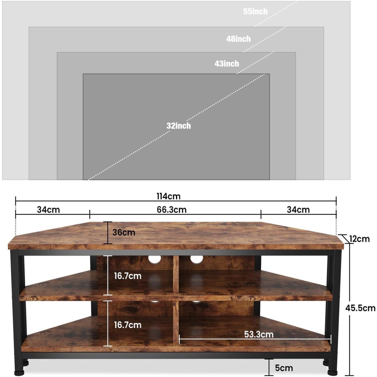 LED Corner TV Stand Gaming Entertainment Unit - Brown – image 5