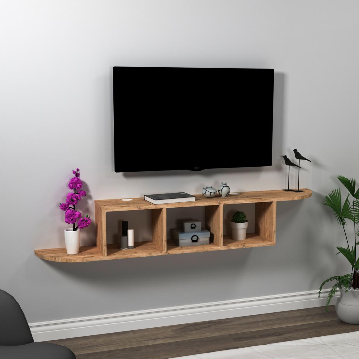 Livius Floating TV Stand with Shelves - Atlantic Pine – image 3