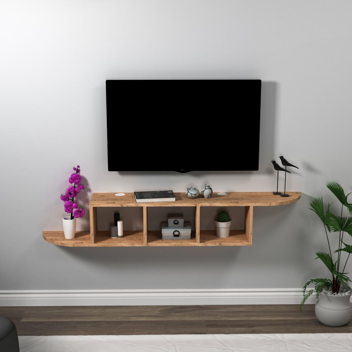 Livius Floating TV Stand with Shelves - Atlantic Pine – image 4