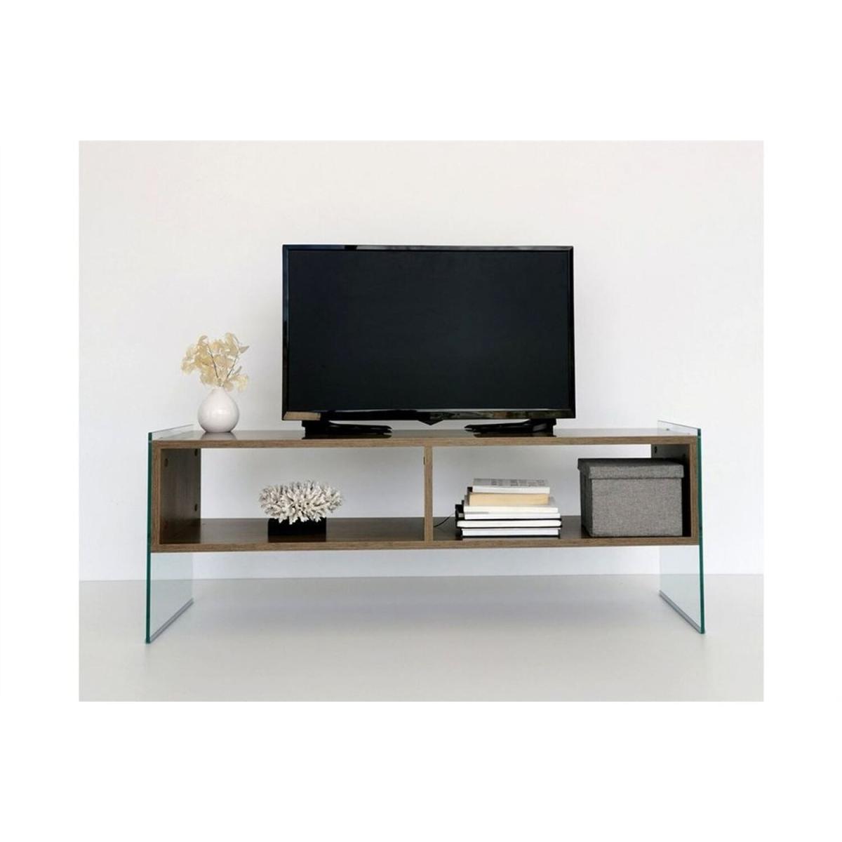 Major TV Unit Walnut 120 cm Tv404 Transparent Walnut - Transparent & Walnut – image 2