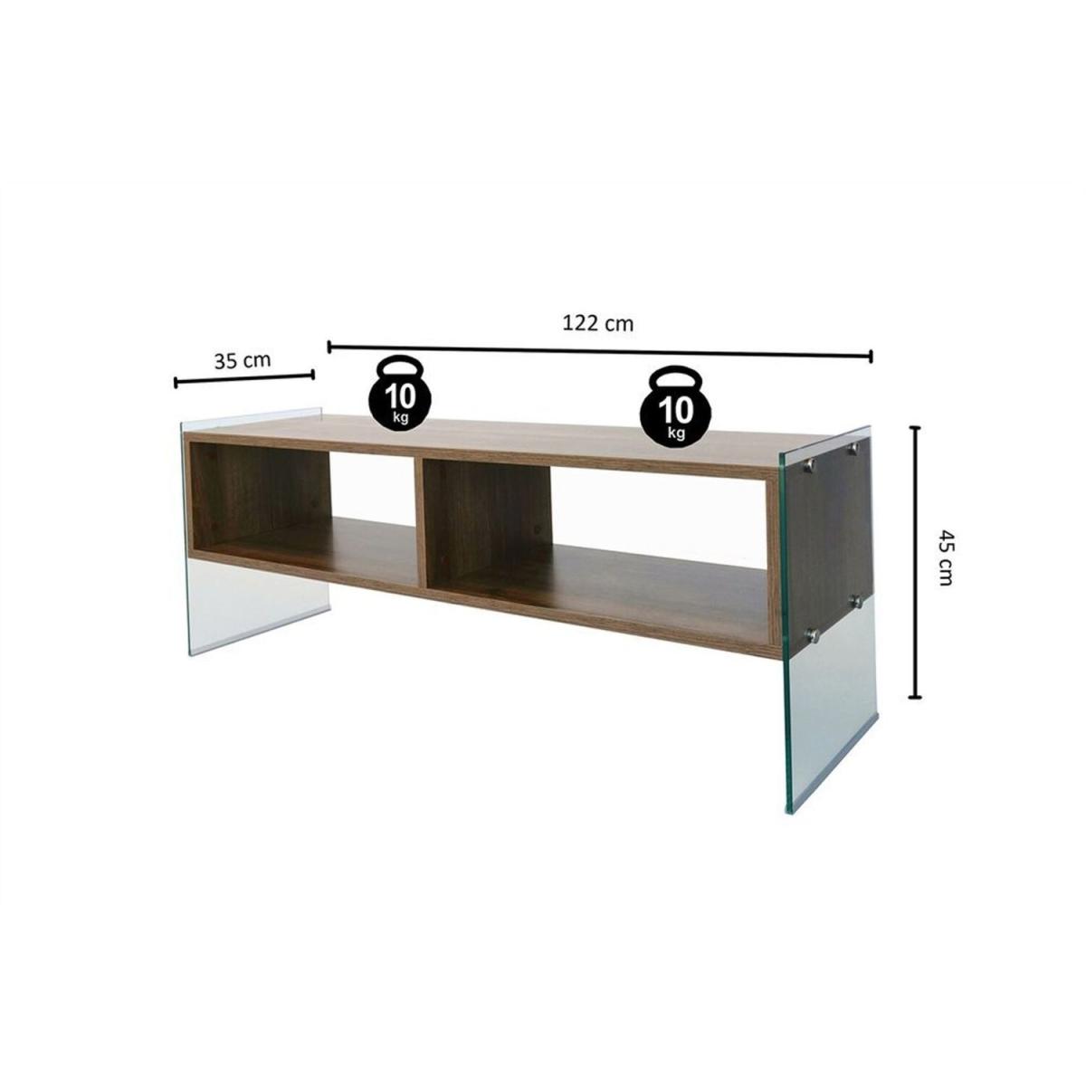 Major TV Unit Walnut 120 cm Tv404 Transparent Walnut - Transparent & Walnut – image 4