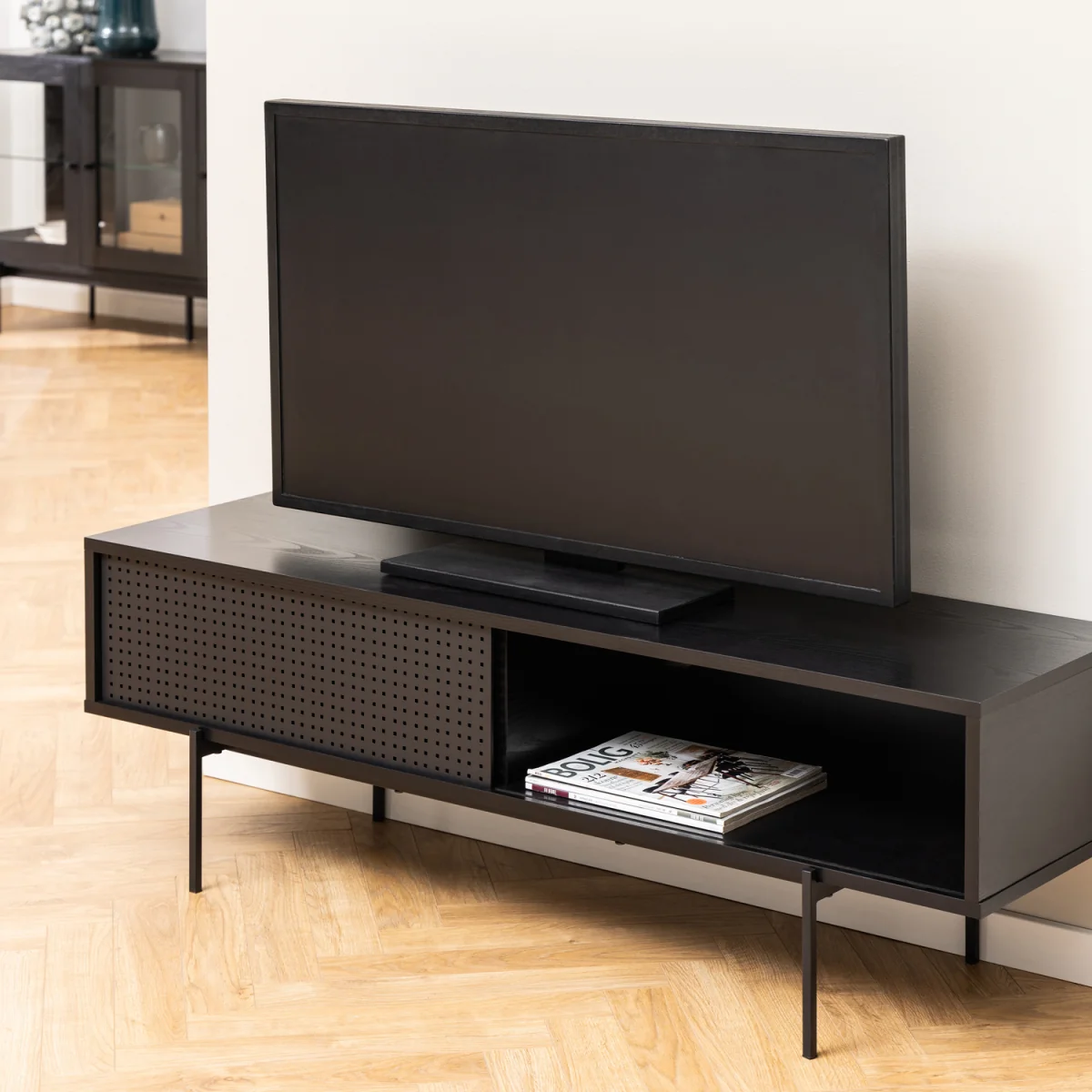 Angus TV Unit with 1 Sliding Door in Black - Black – image 2