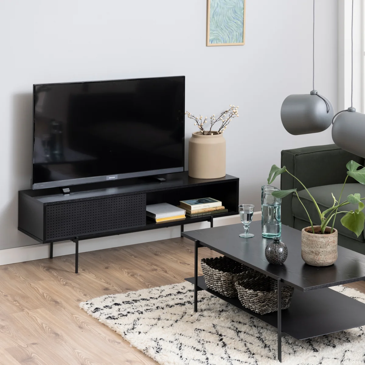 Angus TV Unit with 1 Sliding Door in Black - Black – image 6