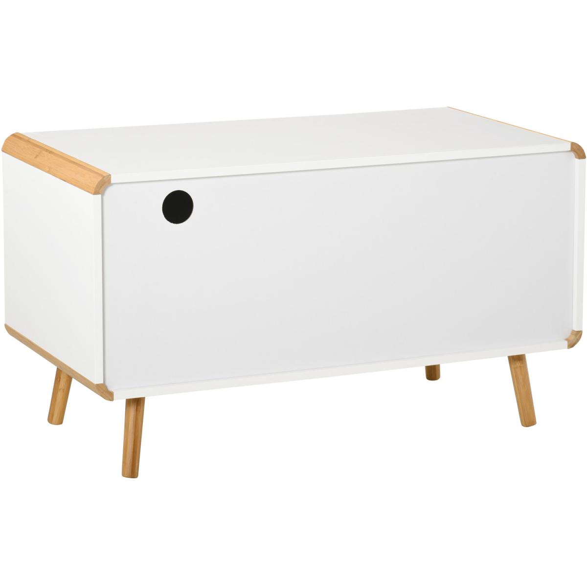 TV Stand Table Cabinet - White, Nature Wood – image 11