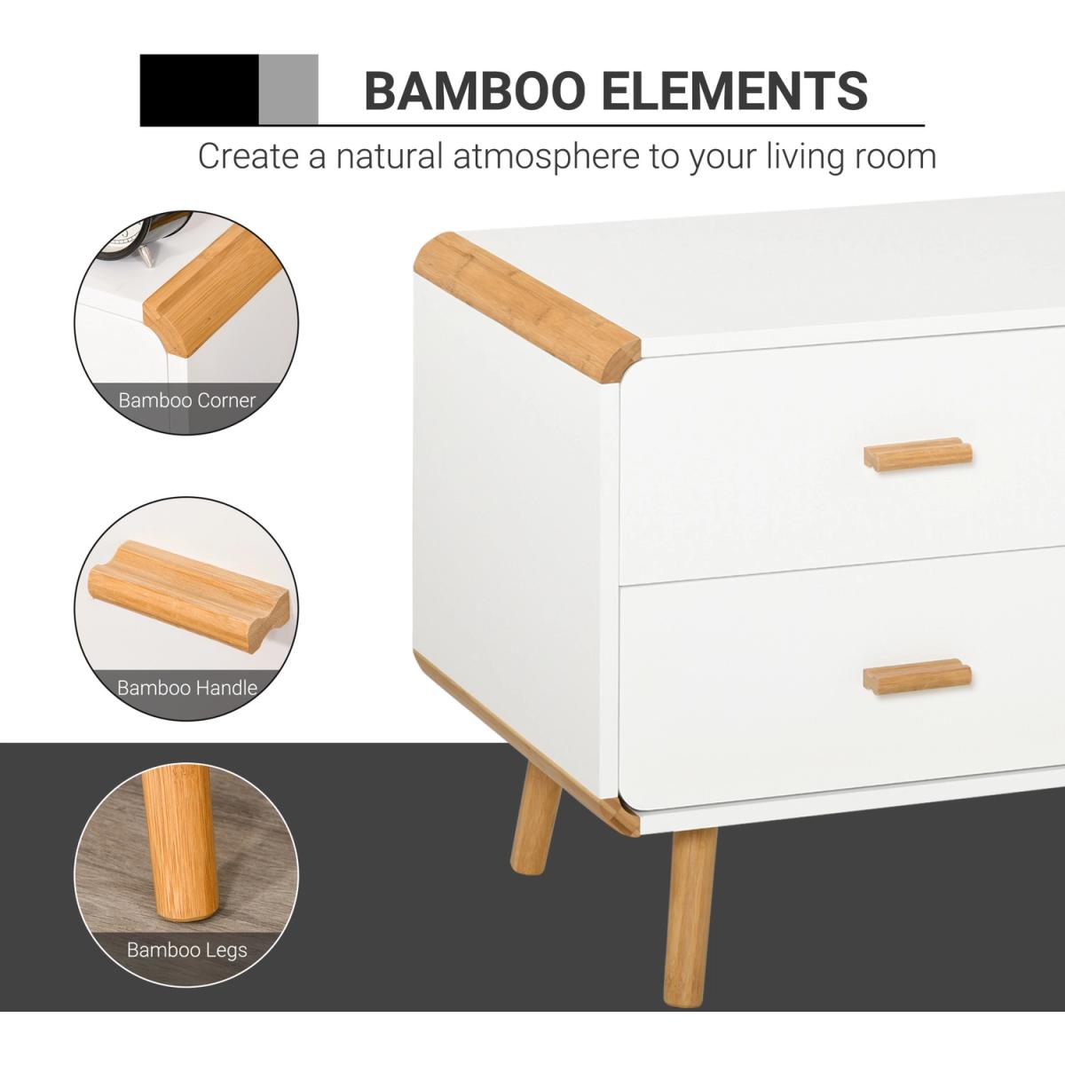 TV Stand Table Cabinet - White, Nature Wood – image 4