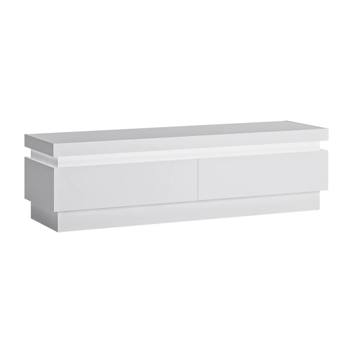 Lyon 2 Drawer TV Cabinet (including LED lighting) in White and High Gloss - White – image 1