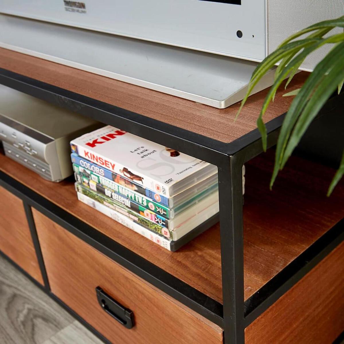 Cayman 2 Drawer Industrial TV Stand Storage Unit - Natural - Natural – image 6