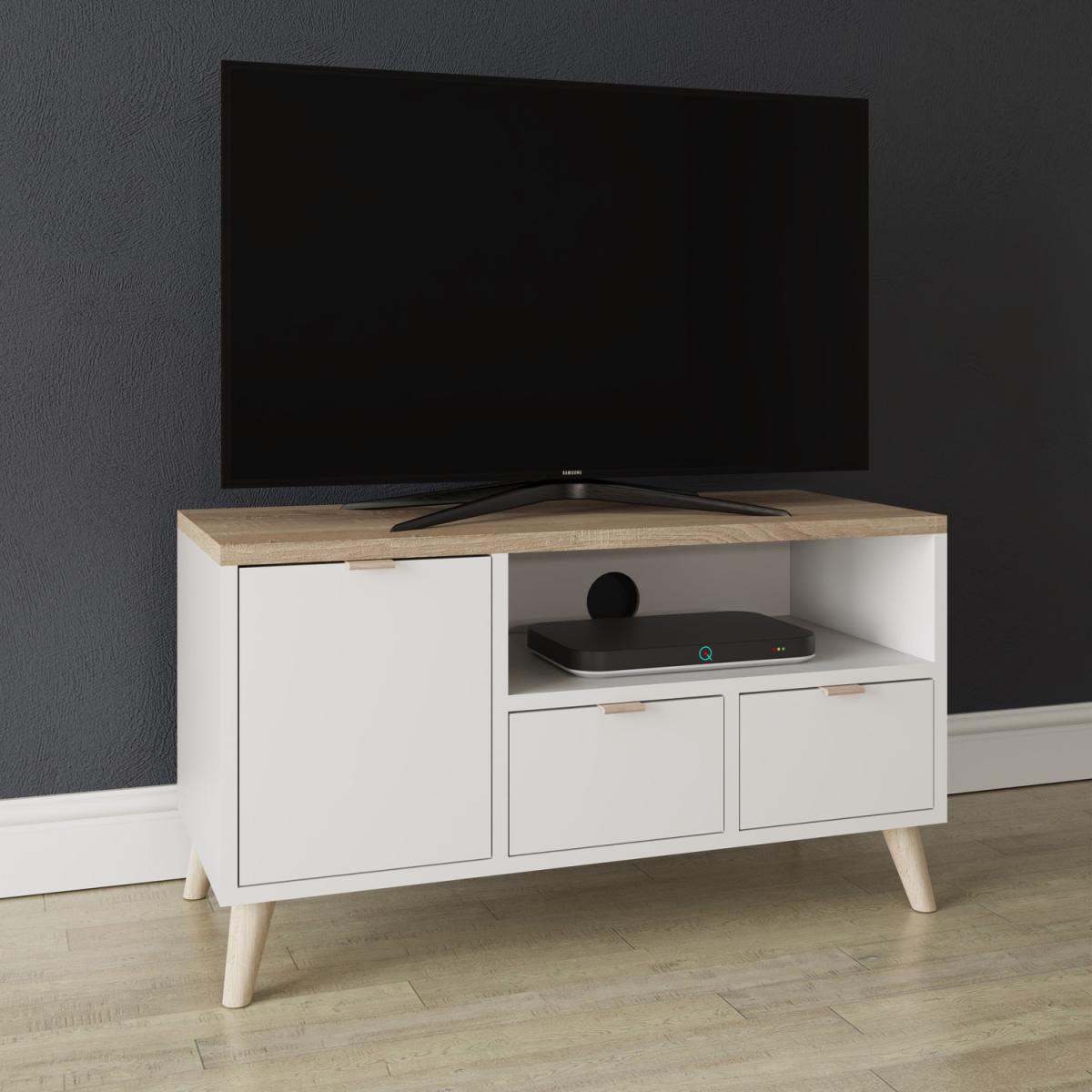 Alma Small TV Unit - White/Oak – image 7