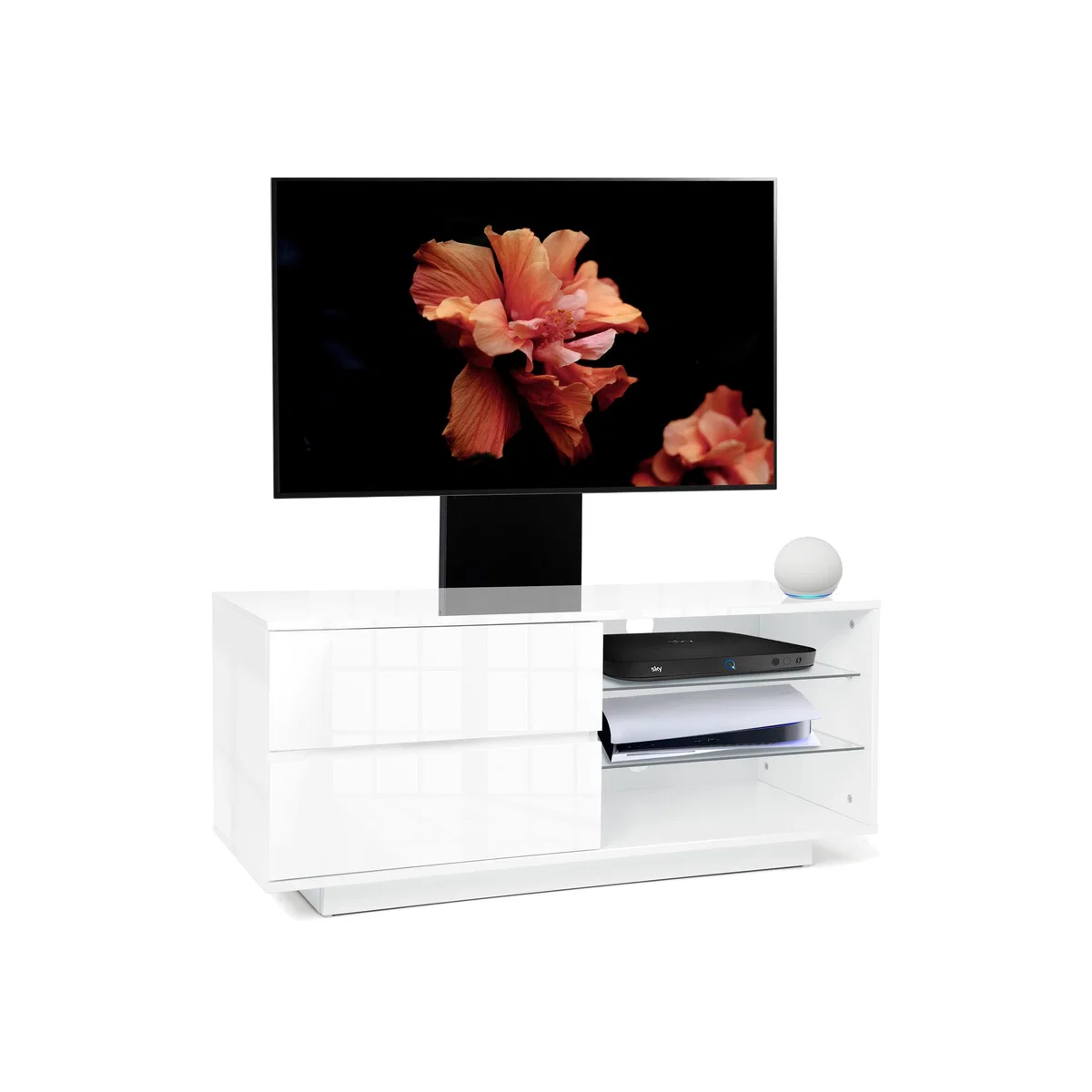 Gallus TV Cabinet with Mounting Arm - White