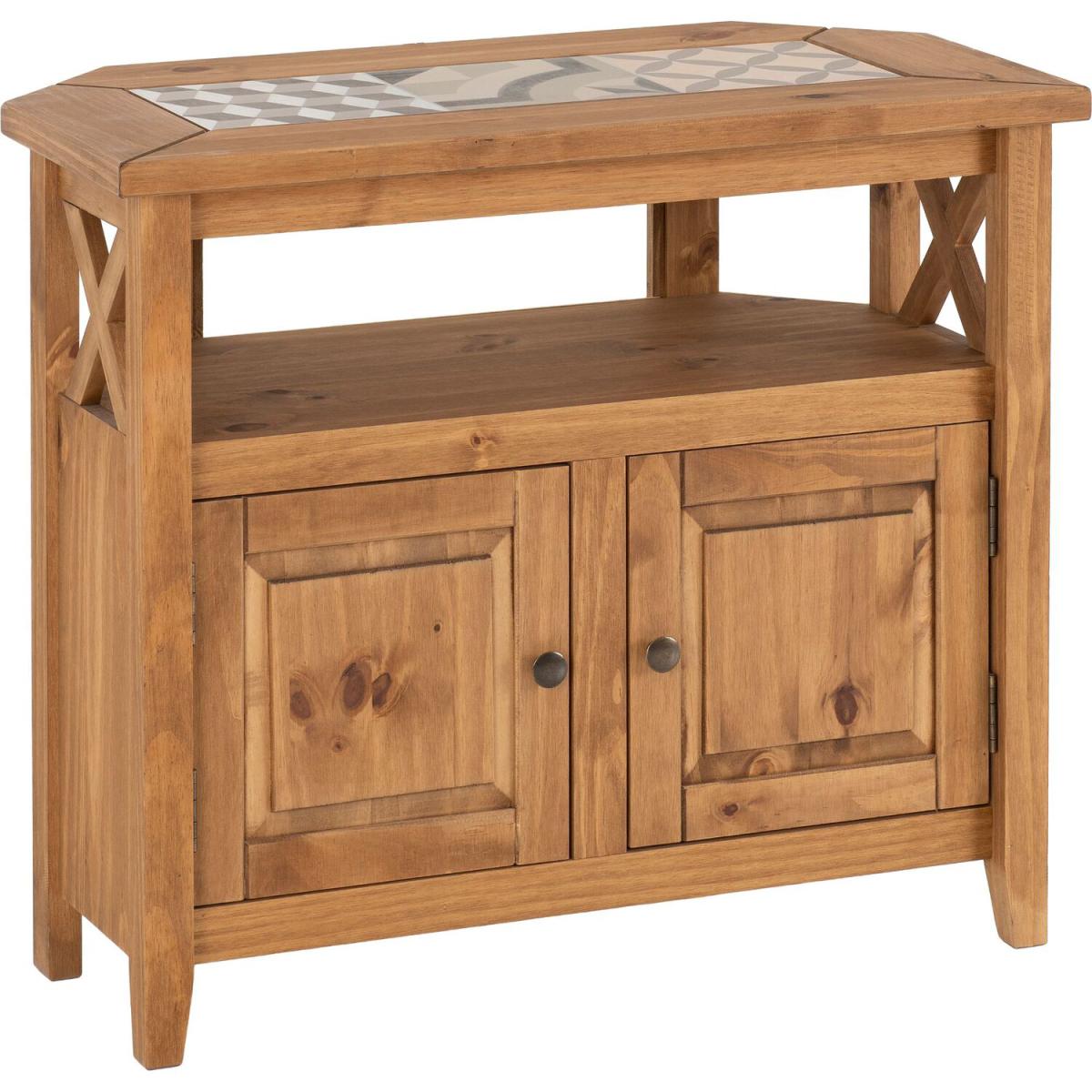 Salvador Tile Top Corner TV Unit - Distressed Wax Pine - Natural – image 5