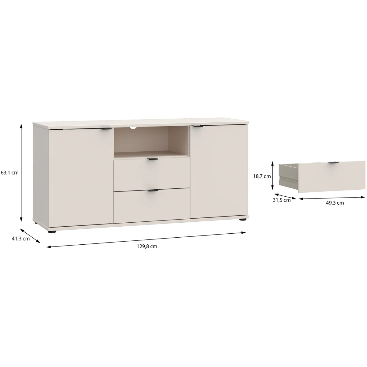 Ganymede TV Unit with Open Shelf, 2 Drawers & 2 Doors - Sage Green – image 19
